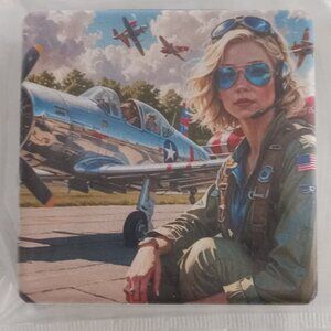 Military Air Force Pilot  Woman Purse Compact Mirror